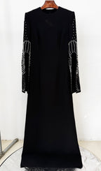 Dalit Black Long Sleeve Diamond Maxi Dress Flowering Girl