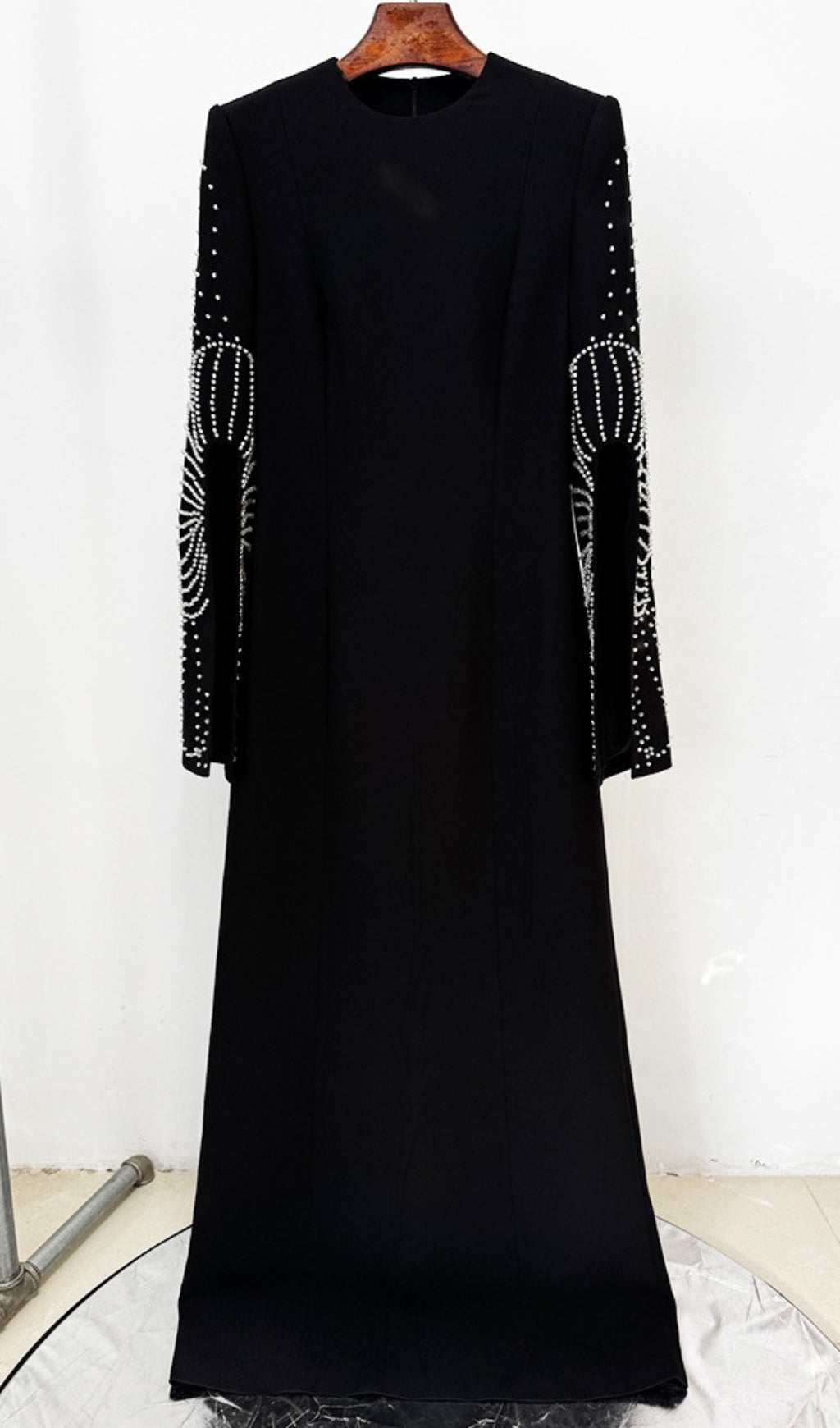 Dalit Black Long Sleeve Diamond Maxi Dress Flowering Girl
