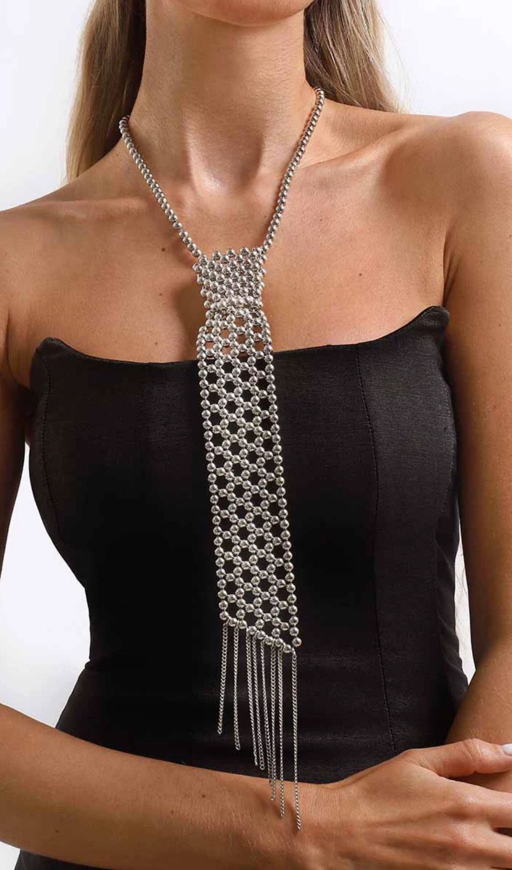 Tyvora Beaded Fringe Necklace Flowering Girl