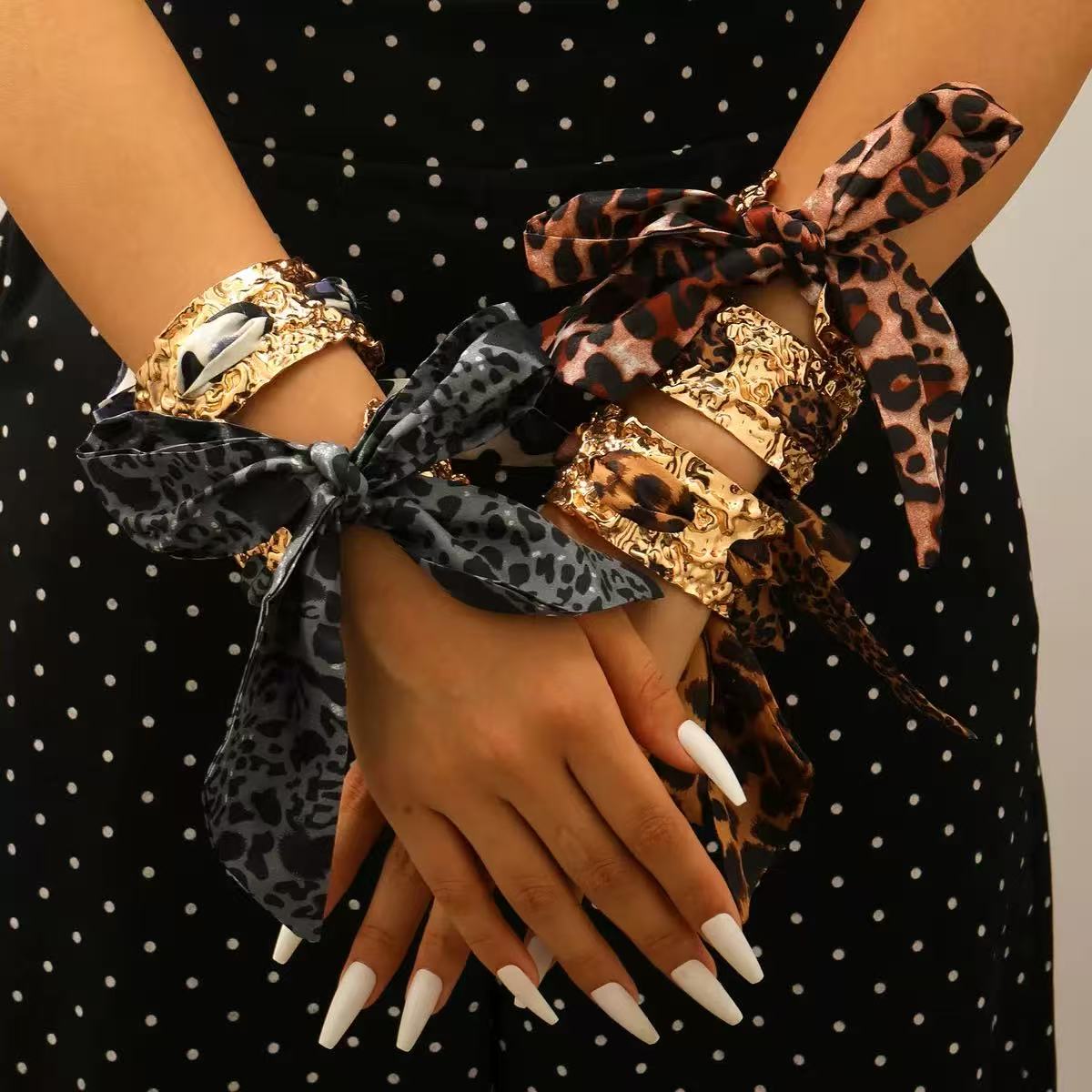 Oaelis Leopard Scarves Cuff Bracelet Flowering Girl