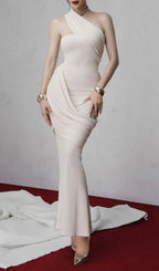 Kesley White Ruched Maxi Dress Flowering Girl