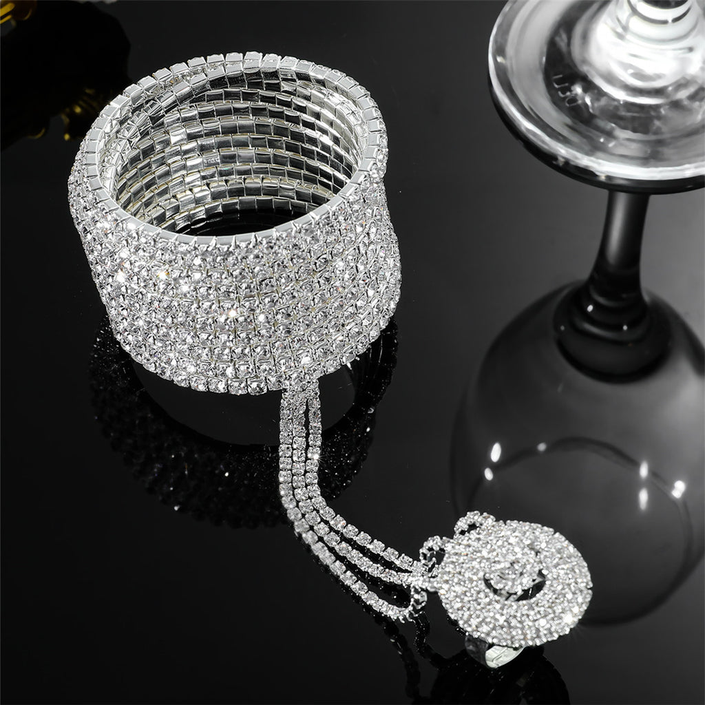 Dedrick Multi-Layer Rhinestone Interfinger Bracelet Flowering Girl