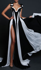 Cura Black White Patchwork Flower Maxi Dress Flowering Girl