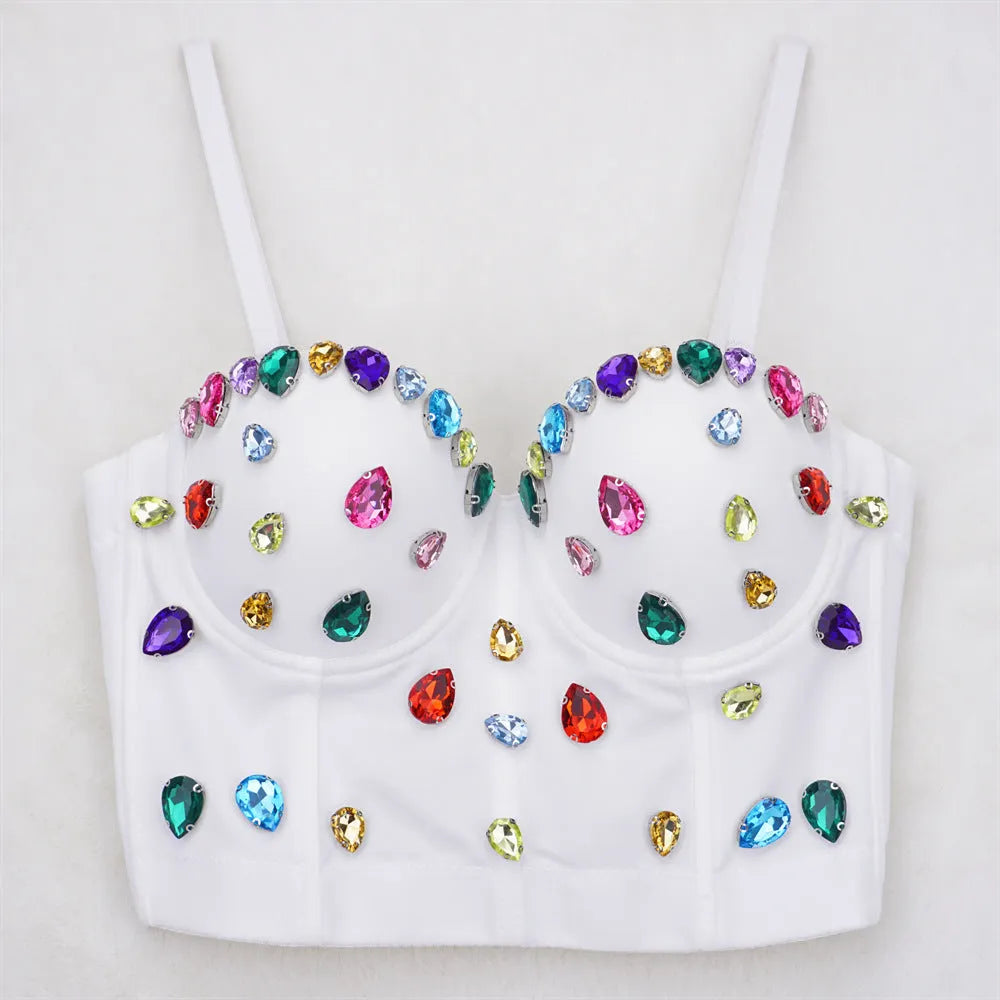 Embellished Top In White Flowering Girl
