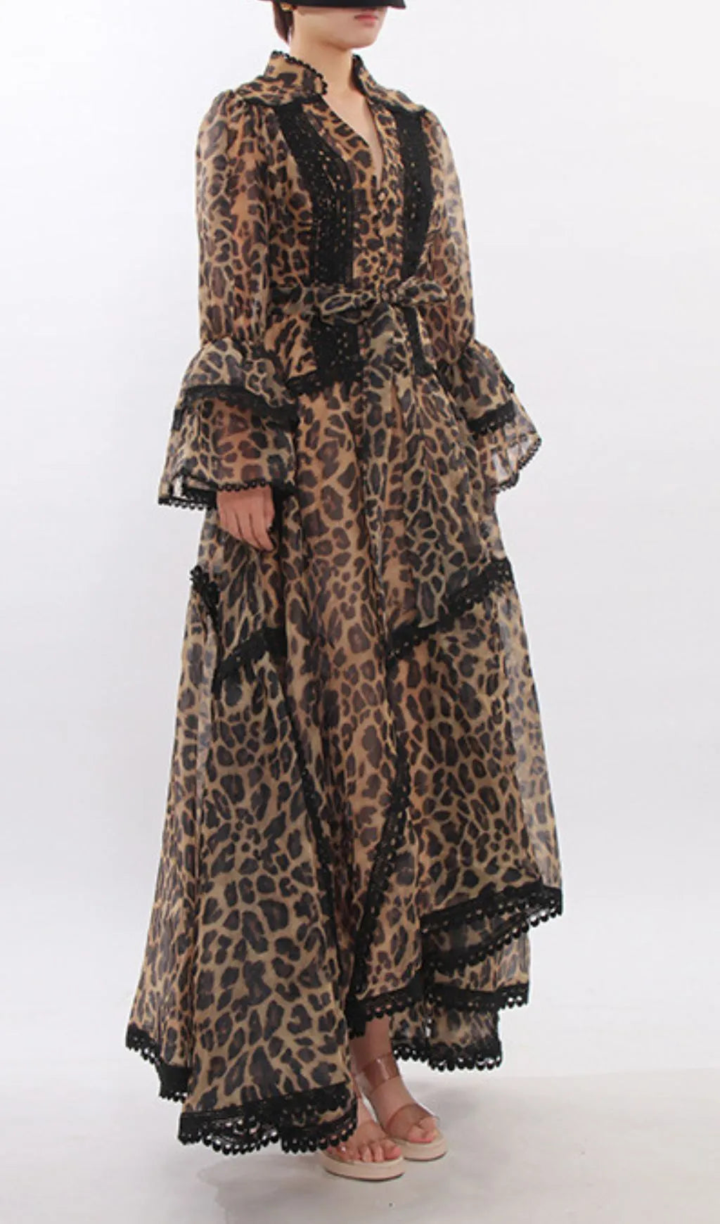 Jasna Leopard Printed Long Sleeve Maxi Dress Flowering Girl