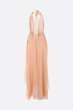Aonaver Floral Ruffle Halter Maxi Dress - Pink Flowering Girl