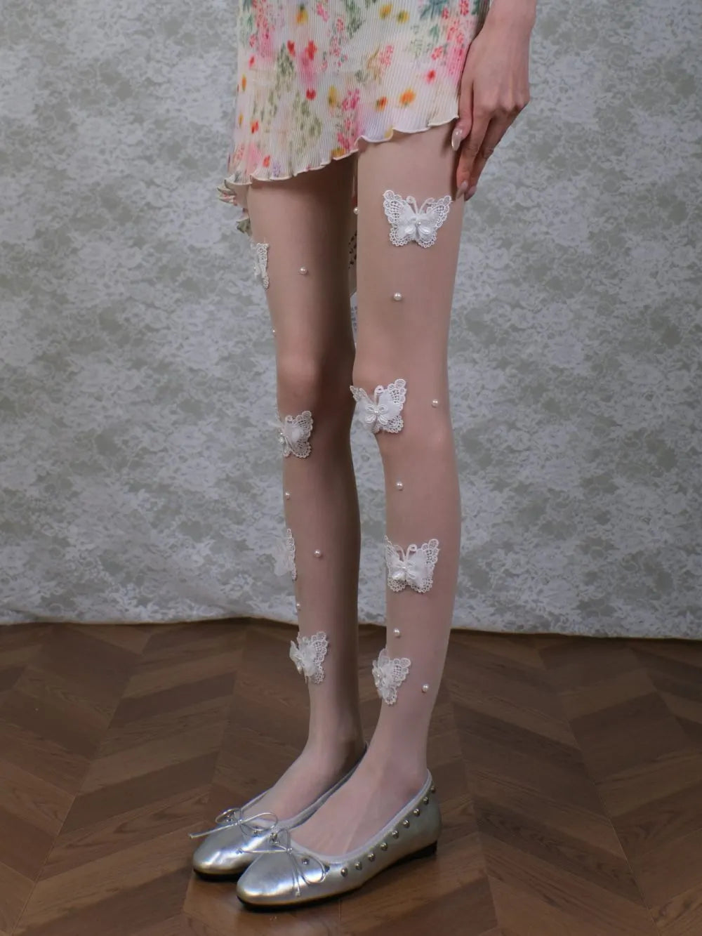 Martie White Butterfly Tights Flowering Girl