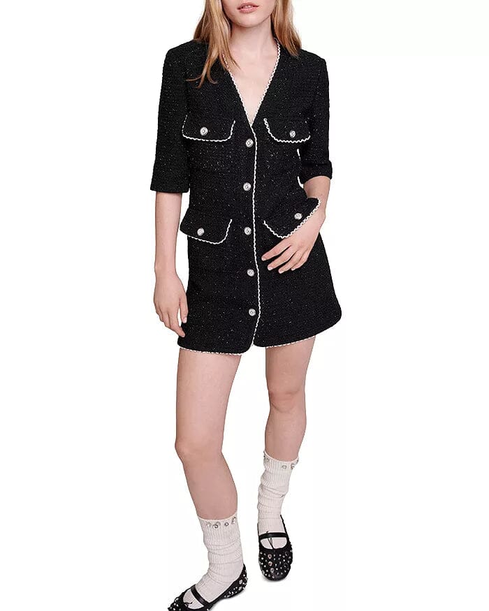 POCKET-EMBELLISHED COTTON-BLEND MINI DRESS Flowering Girl