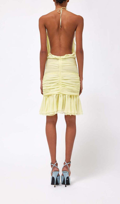 3D Flower Mesh Irregular Mini Dress