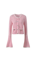 Joanna Knit Co-Ord Set With Pearl & Bow Detailing – Pink Flowering Girl