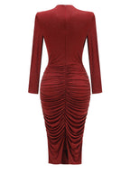 Diamond embellished pleated Midi Dress in merlot Flowering Girl