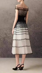 Jennifer Off-Shoulder Lace Embroidery Hollow Maxi Dress In Black Flowering Girl