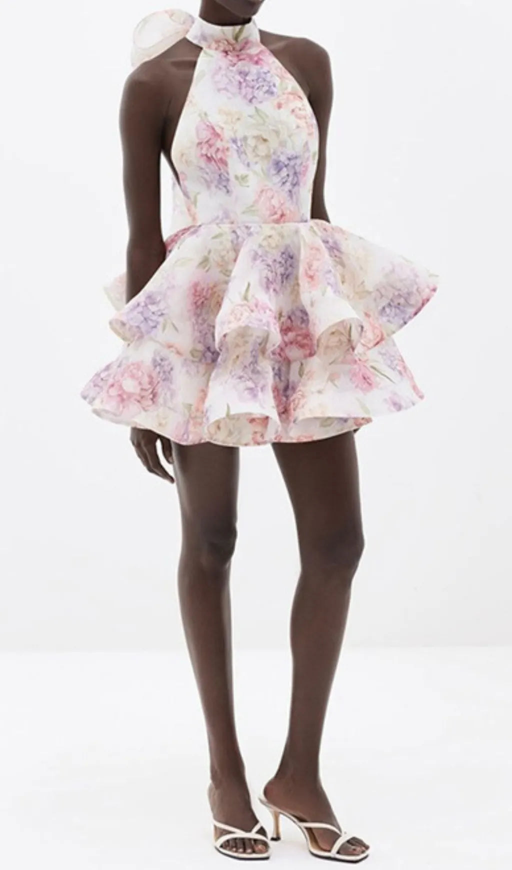 Duha Halter Floral Printed Mini Dress Flowering Girl