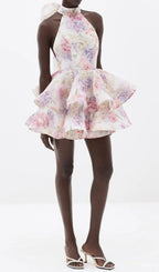 Duha Halter Floral Printed Mini Dress Flowering Girl
