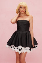 Beate Strapless Sequin Bow Puffy Mini Dress Flowering Girl