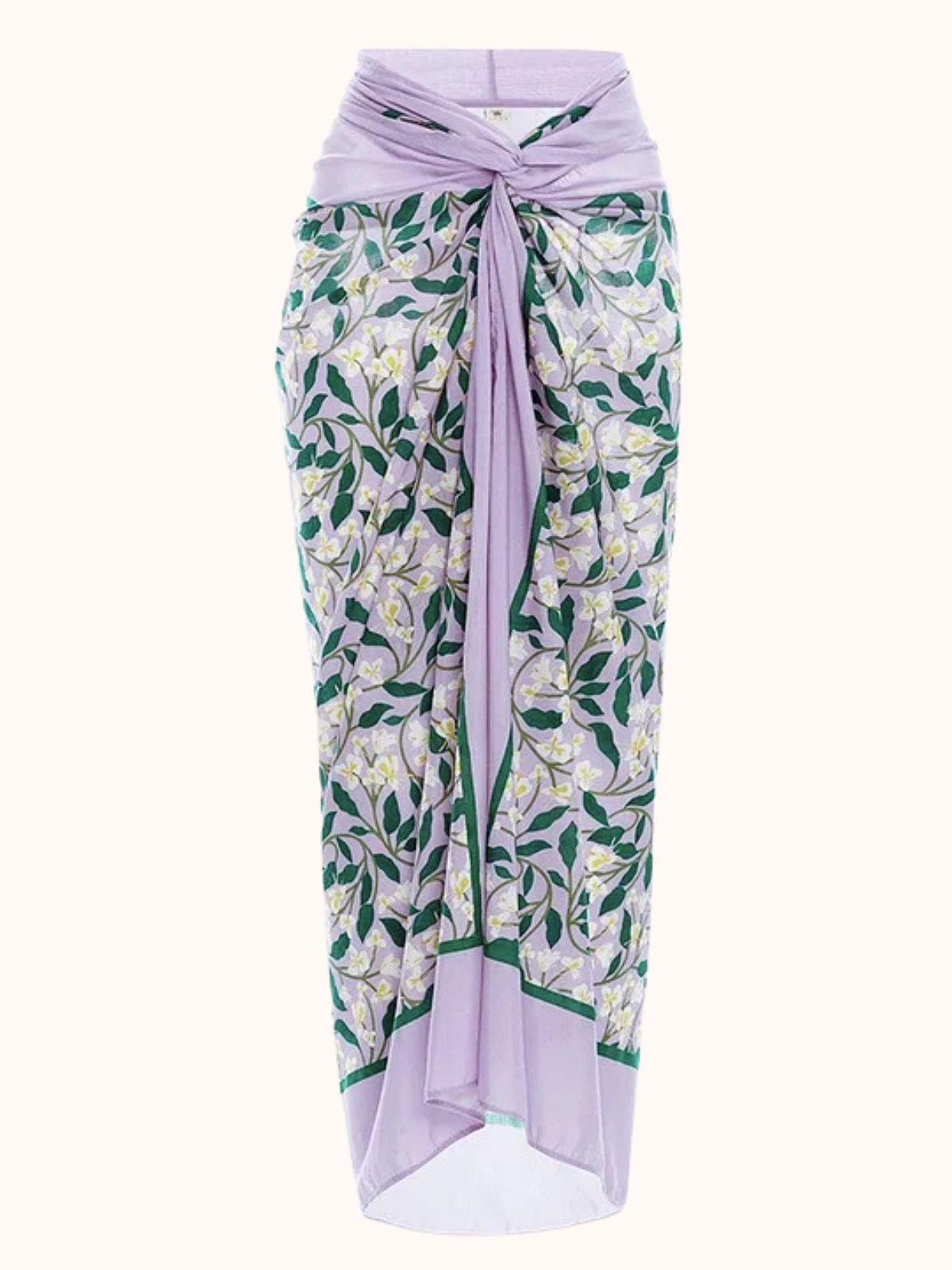 Cally Halterneck Swimwear Two Piece Set In Lilac Flowering Girl