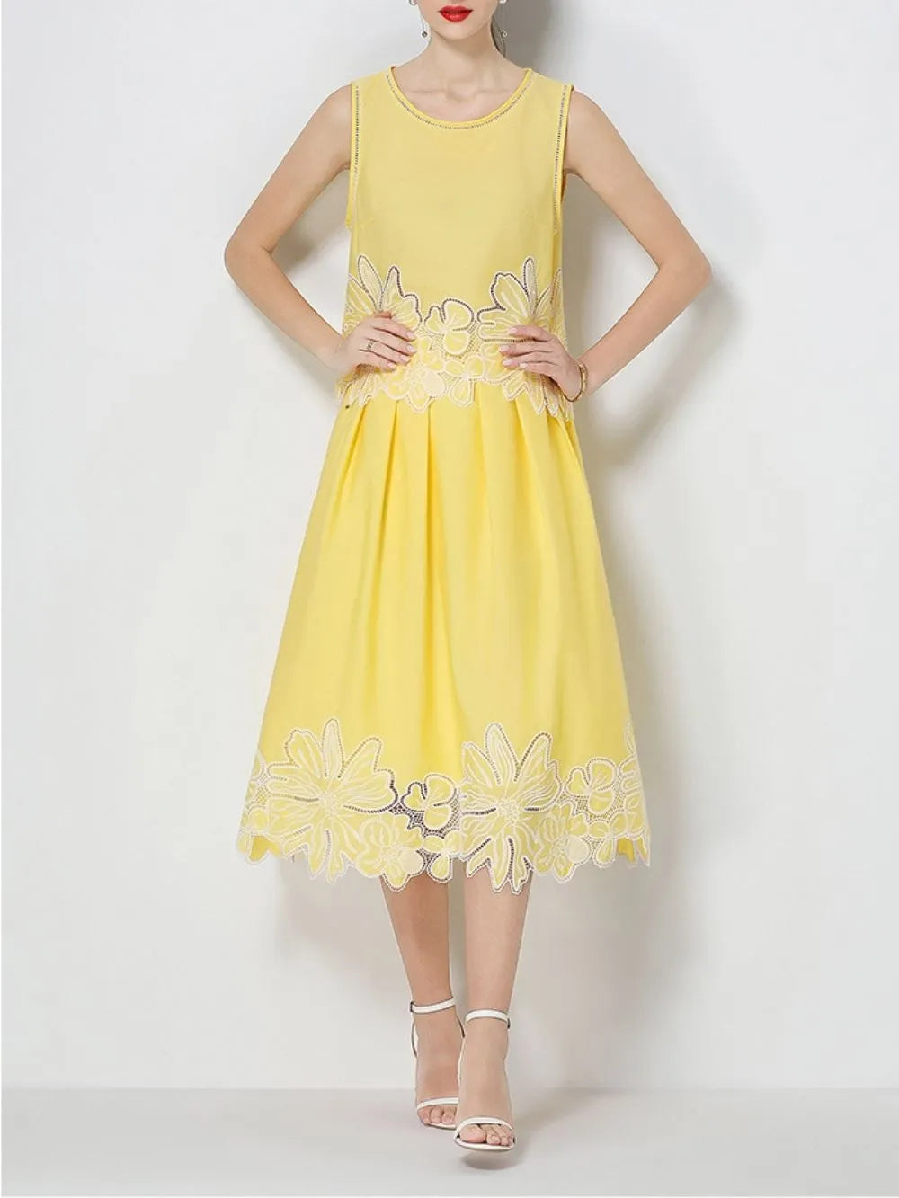 Mahlia Yellow Flower Two-Piece Set Flowering Girl