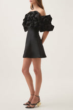 Etta Flower Strapless Mini Dress In Black Flowering Girl
