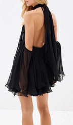 Karyn Black Halter Mini Dress Flowering Girl