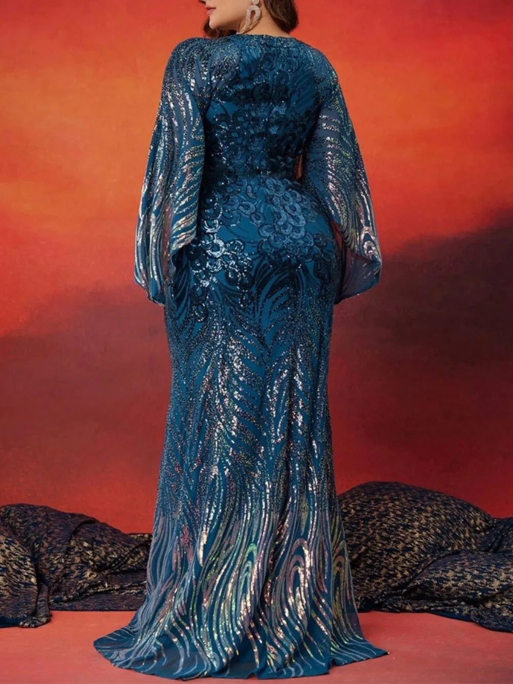 Maren Blue Sequin Plus Size Maxi Dress Flowering Girl