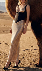 Kaleigh Strappy Sequin Patchwork Maxi Dress Flowering Girl