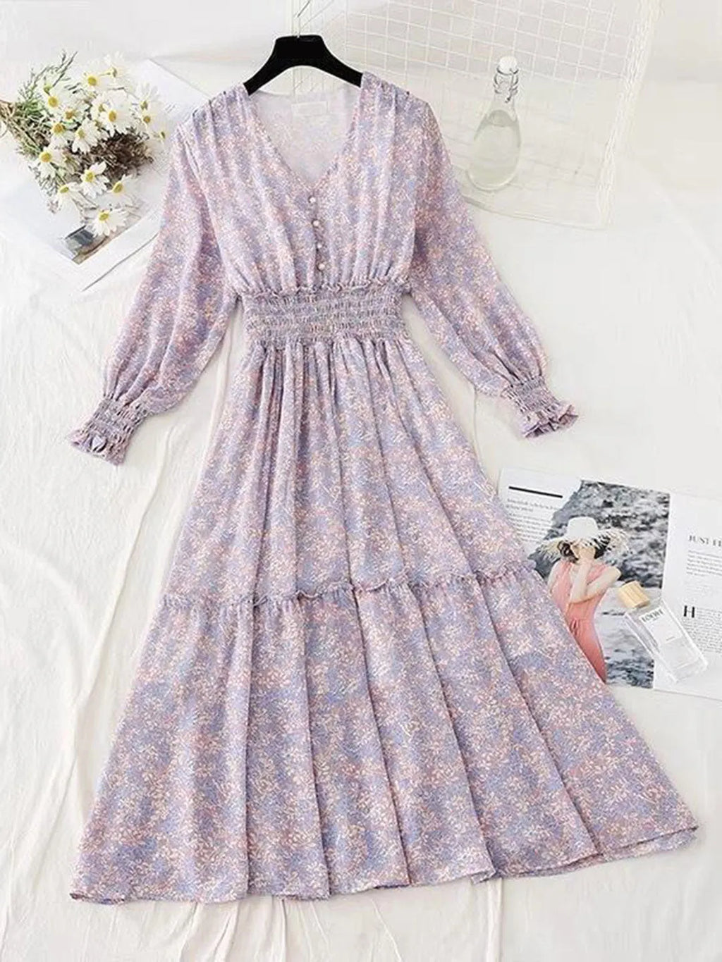 Janet Classic Floral Ruffle Chiffon Dress-Yellow Flowering Girl