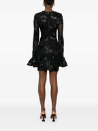 Floral-Embroidered Mesh Mini Dress In Black Flowering Girl