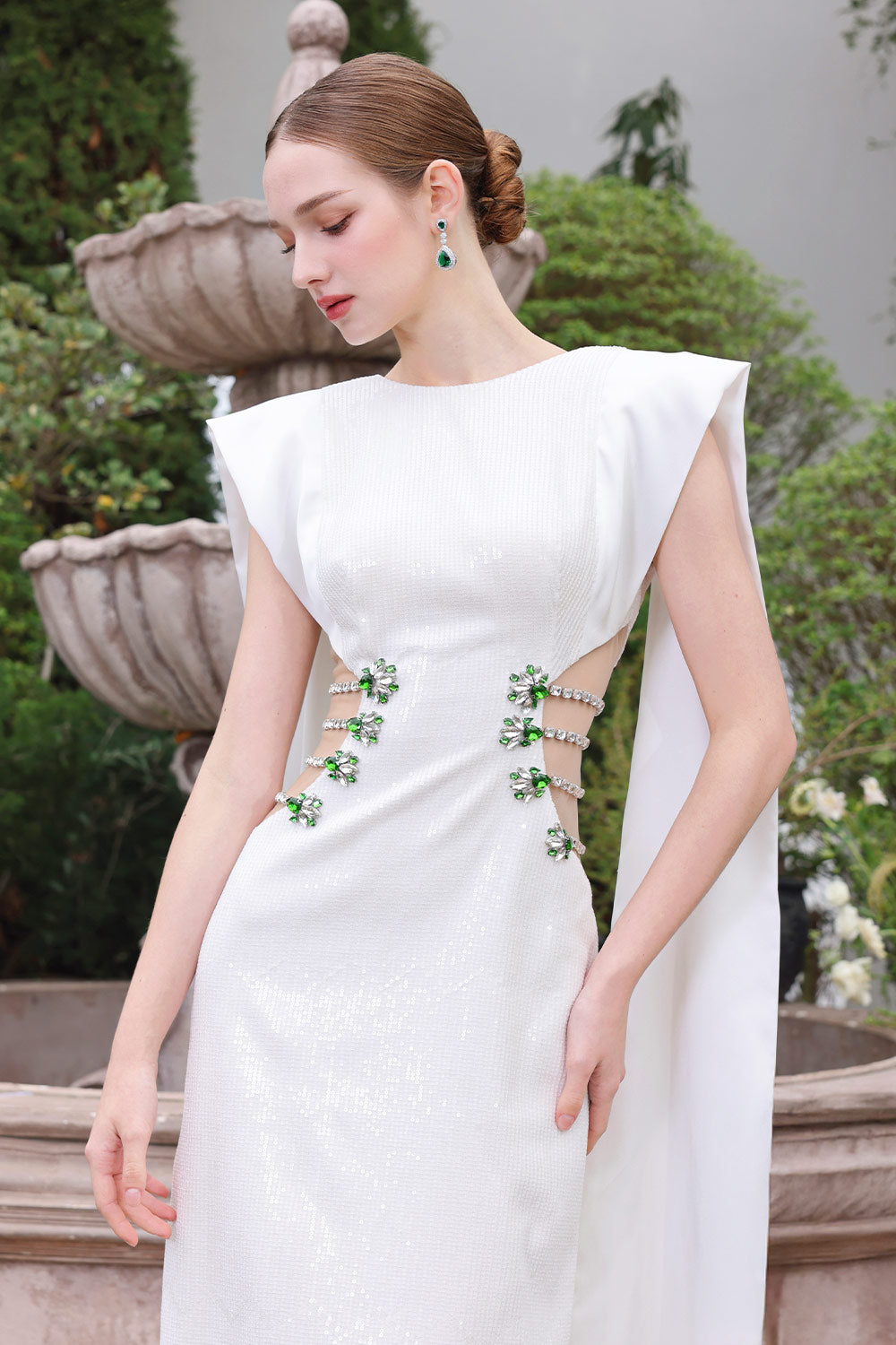 Stunner Sheath Symmetric Flap Sequin Maxi Dress Flowering Girl