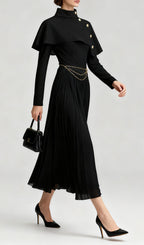 Jairo Black Long Sleeve Midi Dress Flowering Girl