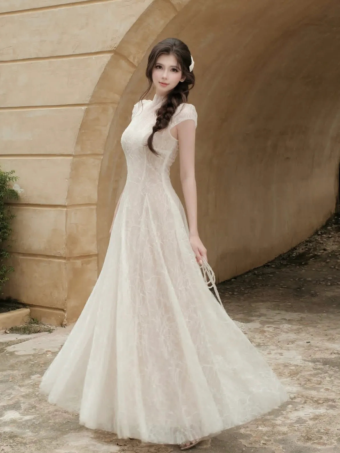 Lace Sequin A Line Midi Dress Flowering Girl