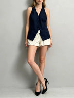 Magaly Navy Vest & Shorts Set Flowering Girl