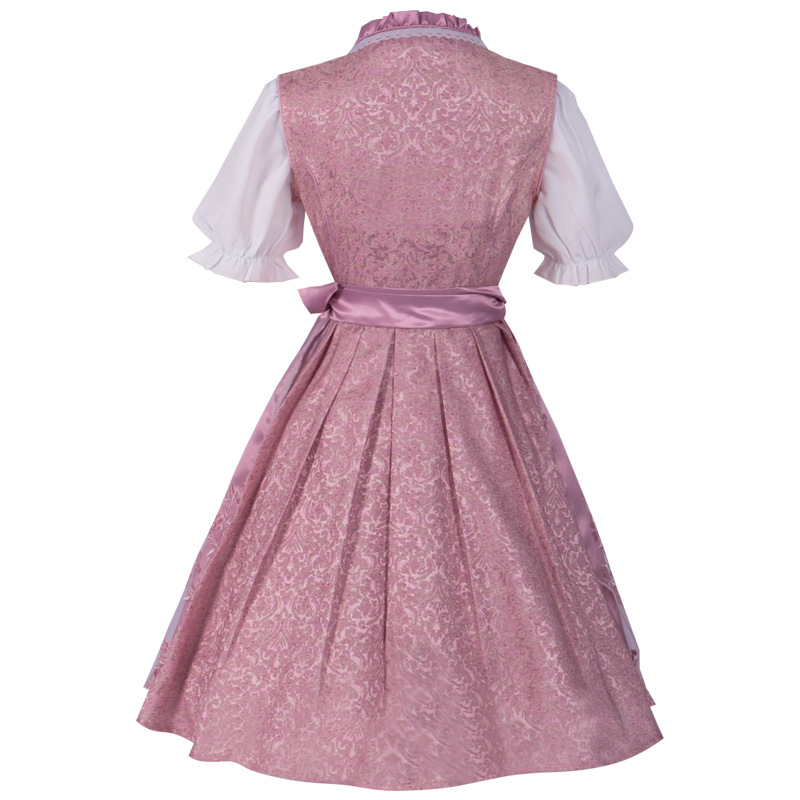 Dusty Pink Jacquard/Brocade Fit-And-Flare Dirndl Set Flowering Girl