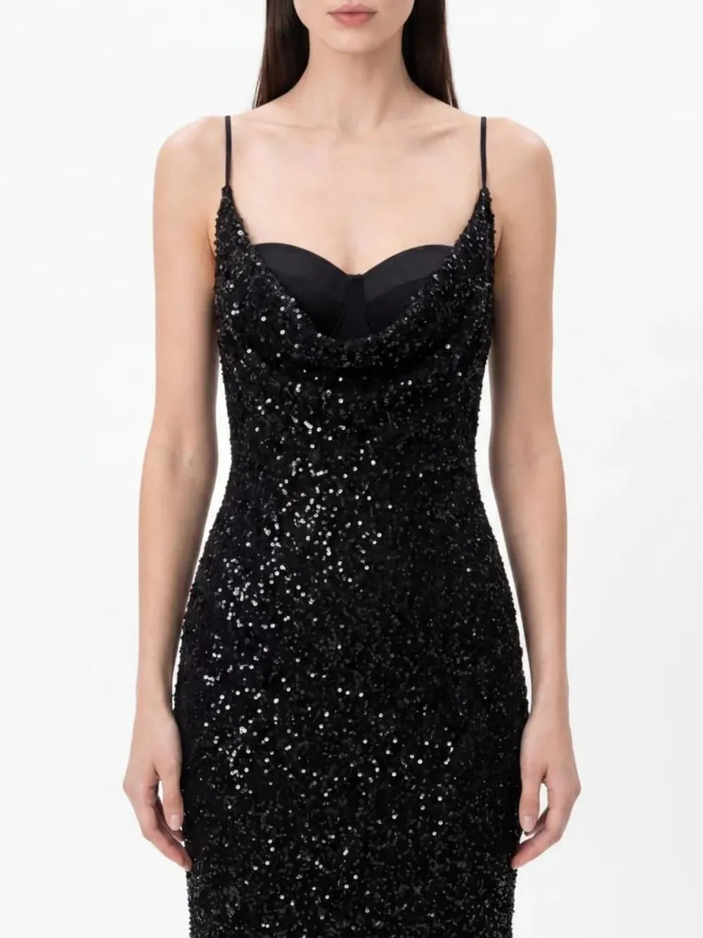 Kirell Spaghetti Sequin Maxi Dress Flowering Girl