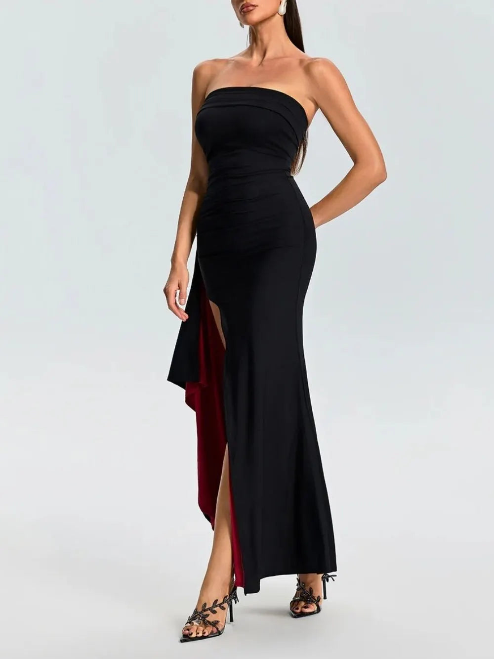 Drynyx Strapless Split Maxi Dress Flowering Girl