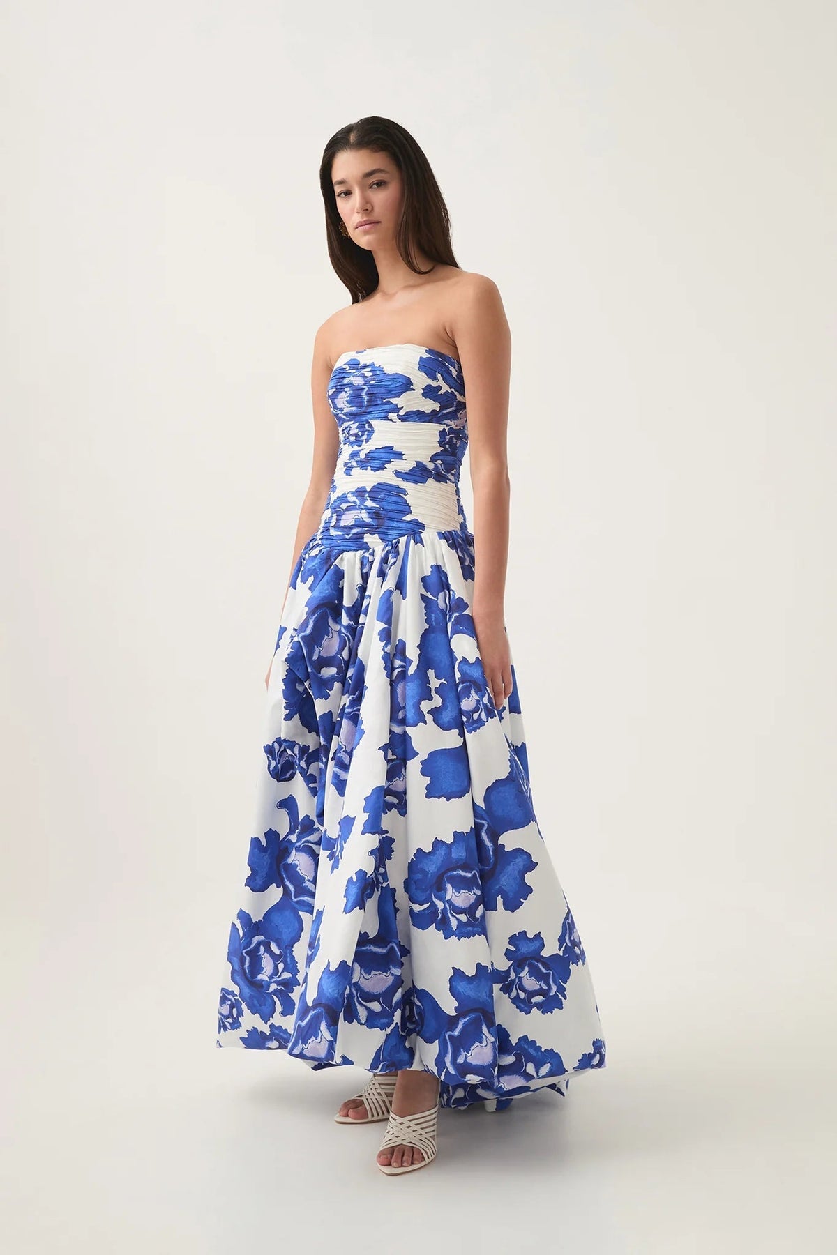 nancy Violette Bubble Hem Maxi Dress in cobalt Flowering Girl