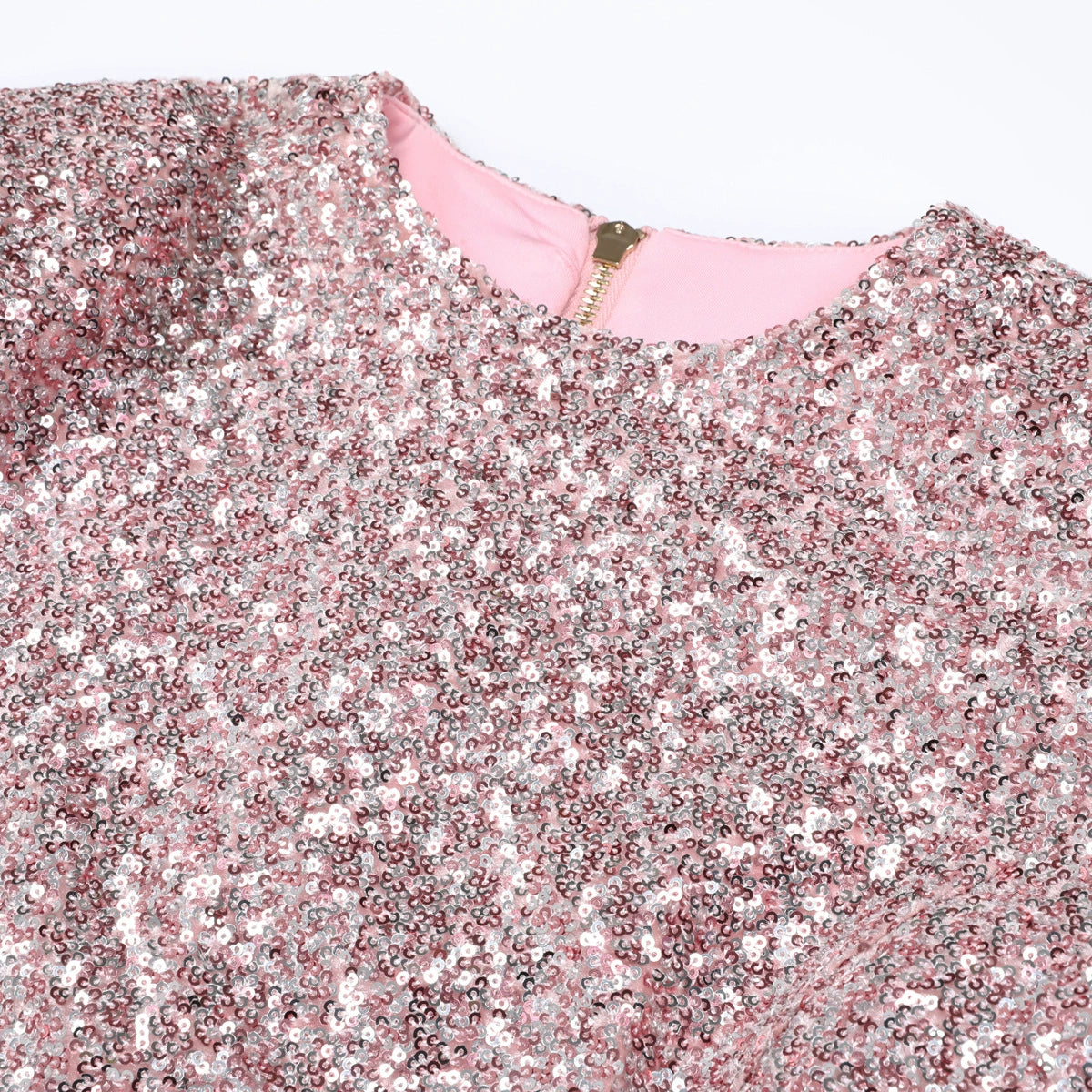 Kindred Pink Sequin Long Sleeve Mini Dress Flowering Girl