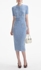 Blue Soft Knit Top Flowering Girl
