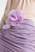 Drape Floral Backless Mini Dress Flowering Girl