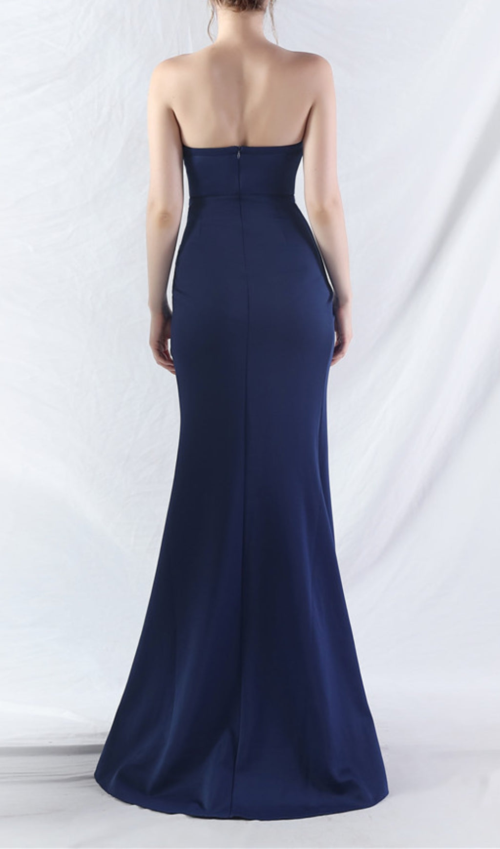 Chizue Navy Strapless Corset Split Maxi Dress Flowering Girl