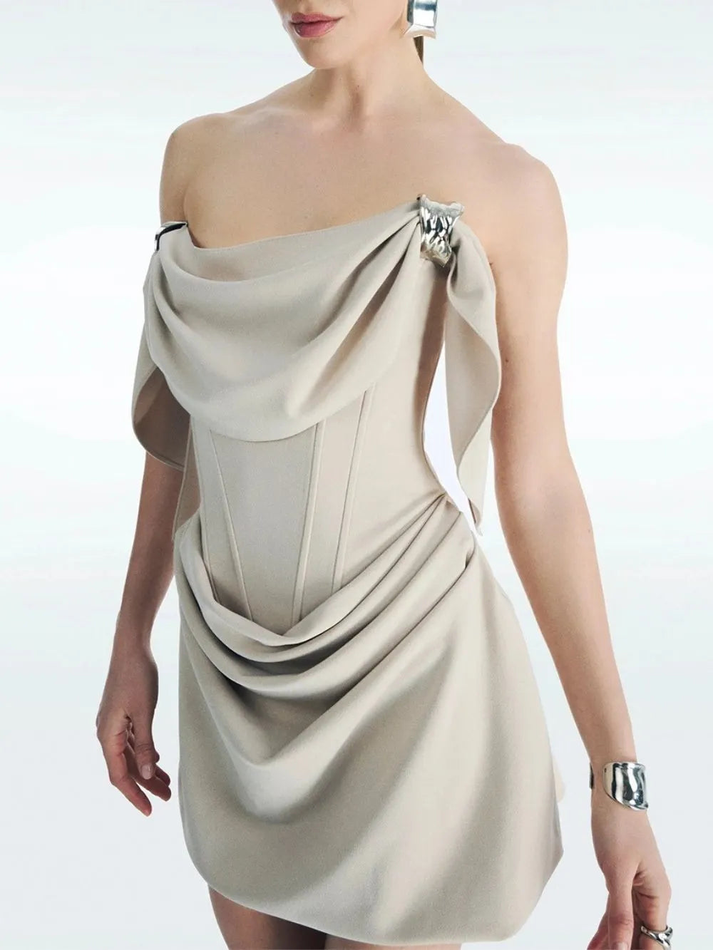 Edbald Strapless Satin Mini Dress Flowering Girl