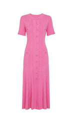 Kilenya Hot Pink Knit Short Sleeve Midi Dress Flowering Girl