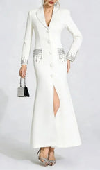 Simona White Diamond Embellished Maxi Dress Flowering Girl