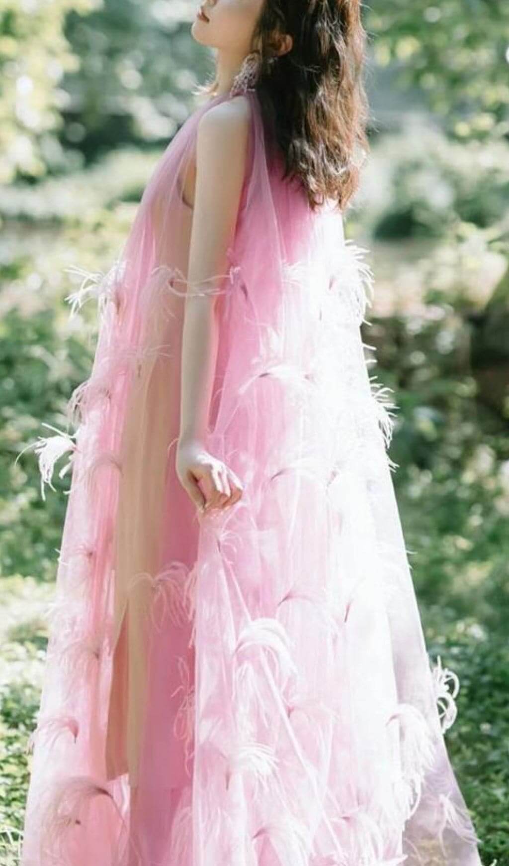 Bathsheba Feather Mesh Maxi Dress Flowering Girl