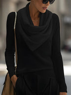 Draped Cowl Neck Long-Sleeve Top Flowering Girl