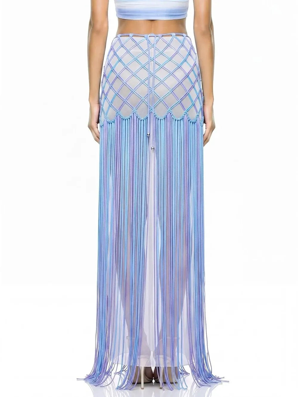 Trevianx Fringe Crystal Mesh Skirt Flowering Girl