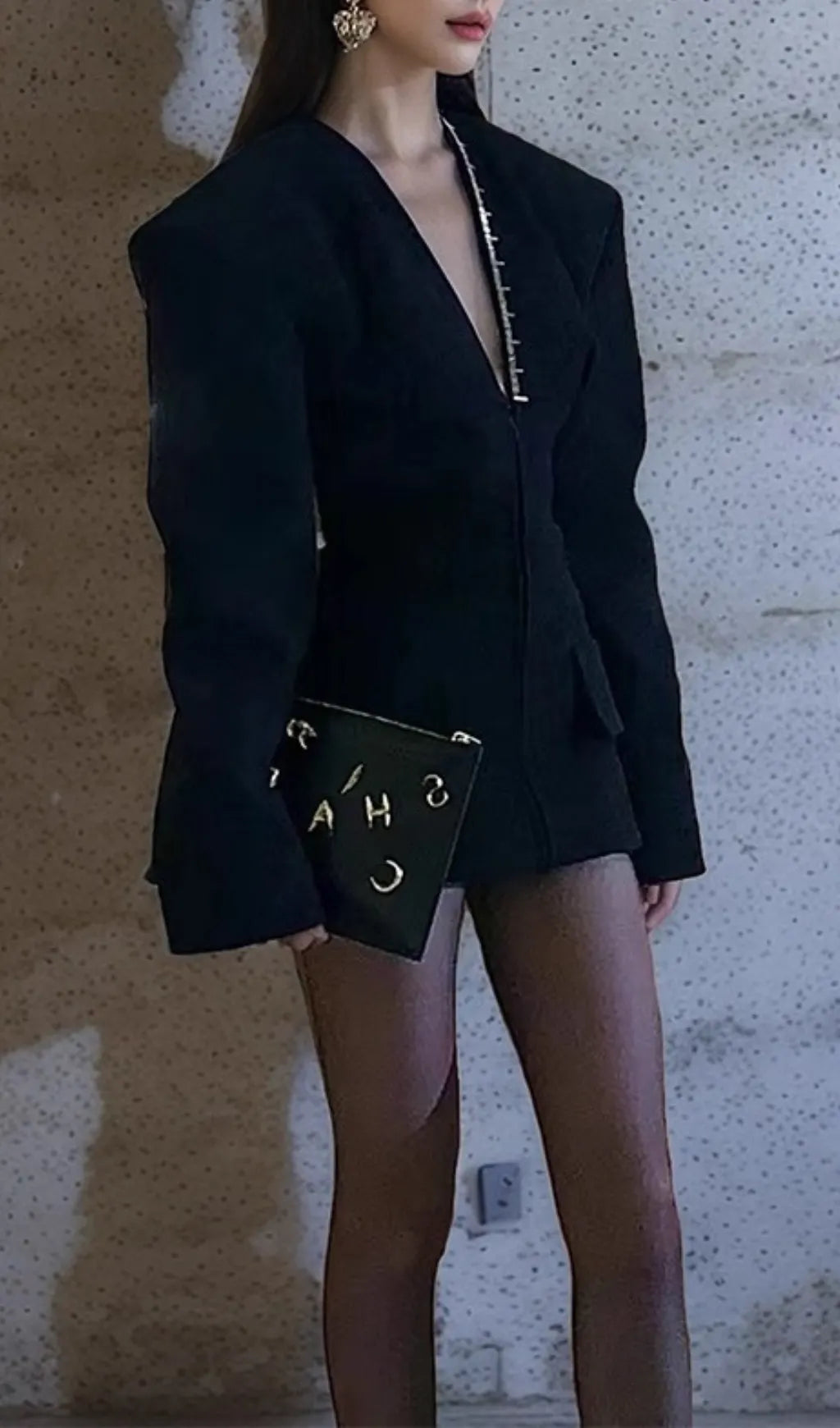 Gyan Black Long Sleeve Mini Blazer Dress Flowering Girl