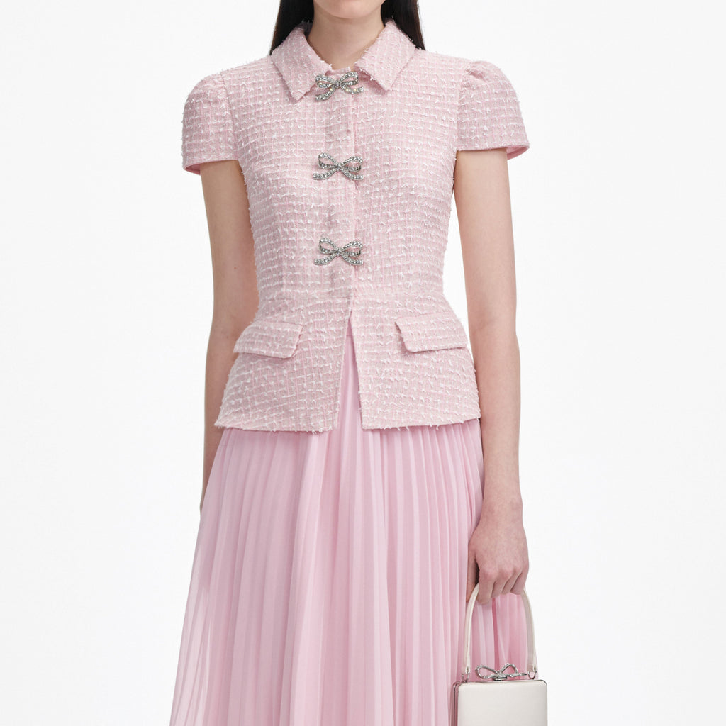 Gill Pink Boucle Midi Dress Flowering Girl