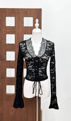 Fexorin Flare Sleeve Lace Top Flowering Girl