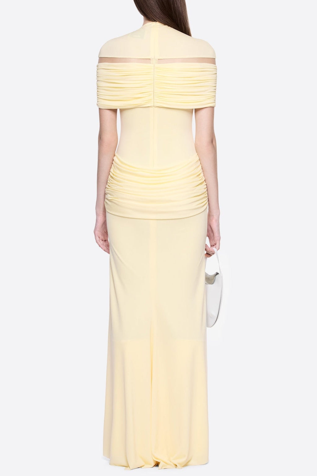Megan Ruched Knit Patchwork Maxi Dress In Yellow Flowering Girl