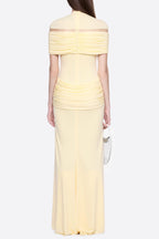 Megan Ruched Knit Patchwork Maxi Dress In Yellow Flowering Girl